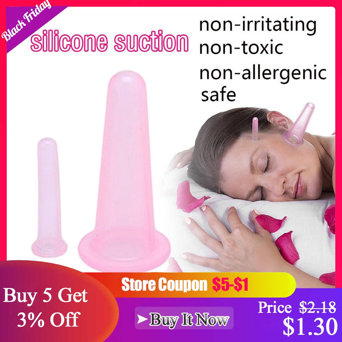 2pcs/set Silicone  jar vacuum cupping cans for body face Neck massage suction Cans anti cellulite Cupping Cups Set Health care